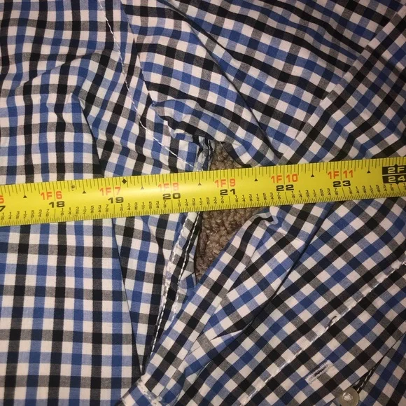 🤑SOLD🤑Tommy Hilfiger Mens Size Medium Button Down Black Blue Work Dress Shirt - Picture 10 of 15